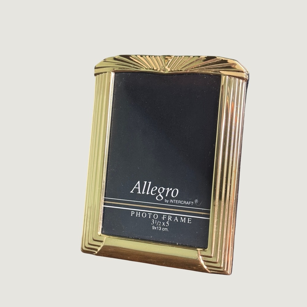 Allegro by Intercraft Art Deco Gold Tone Metal Photo Frame 3.5x5 Sunburst Ribbed